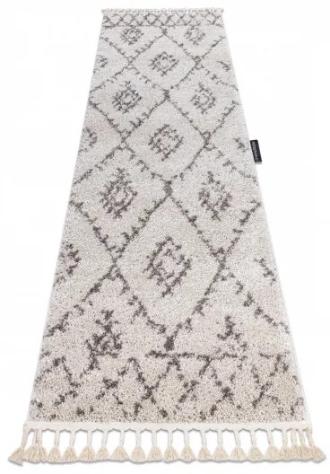 Dywany Łuszczów, Koberec behúň Berber Fez cream, 60x200, biela, obývacia izba