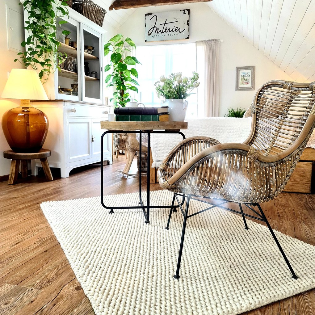 DOPREDAJ: 80x150 cm Ručně tkaný kusový koberec Loft 580 IVORY, 80x150, biela, obývacia izba, Obsession