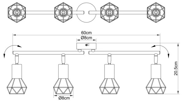 Globo 54802S-4AB - Bodové svietidlo XARA 4xE14/40W/230V