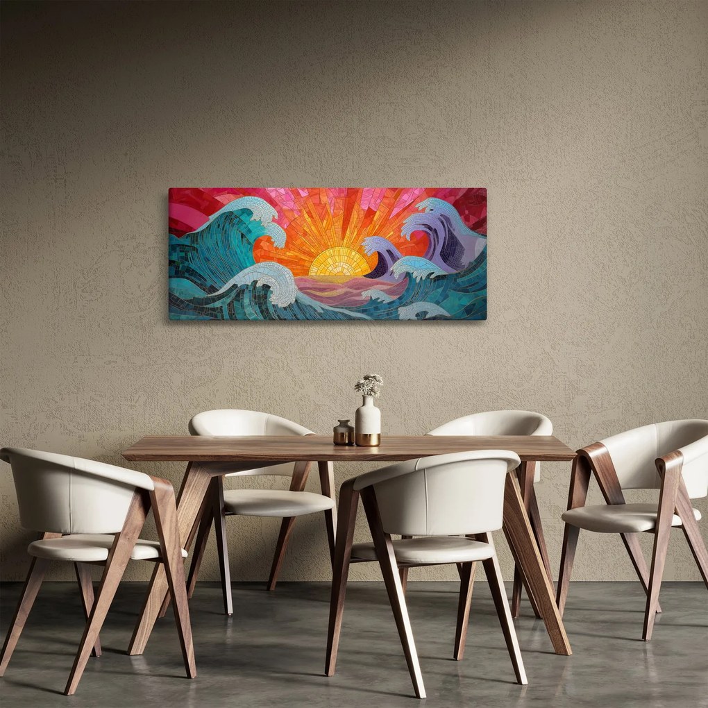 Obraz - Mozaika vĺn (120x50 cm)