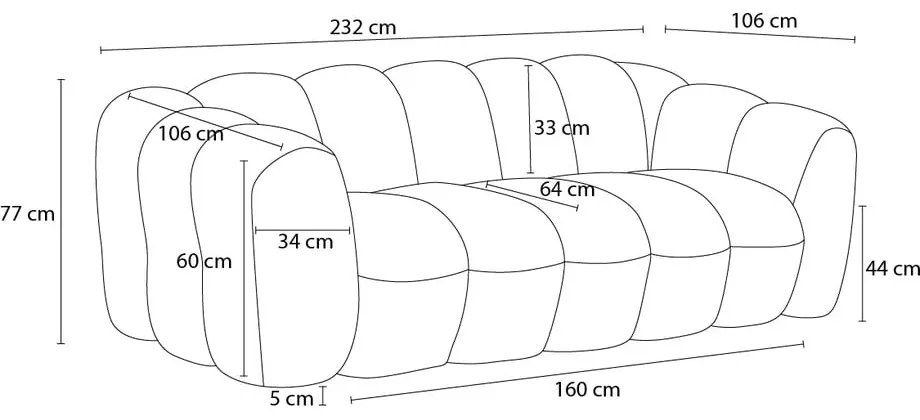 Tmavosivá pohovka z textílie buklé 232 cm Hippolyte – Bobochic Paris