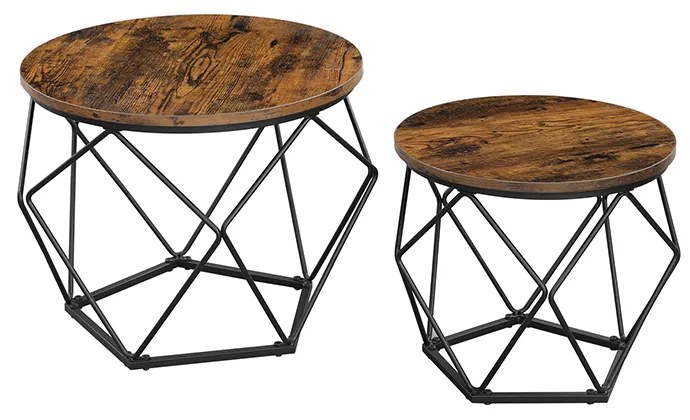 Vasagle Set konferenčných stolíkov VERA,50x40cm/40x36cm, hnedá/čierna