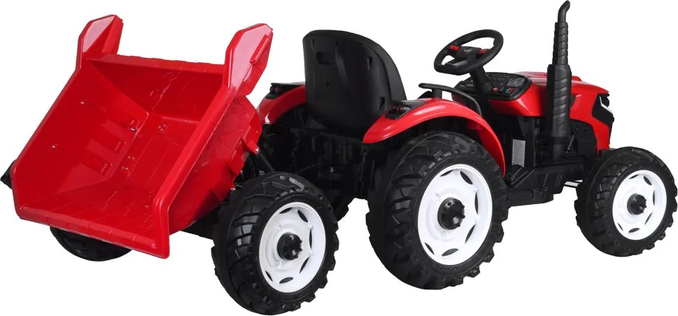 JOKOMISIADA Akumulátorový traktor s prívesom a pohyblivým sklápacím košom PA0347 červený