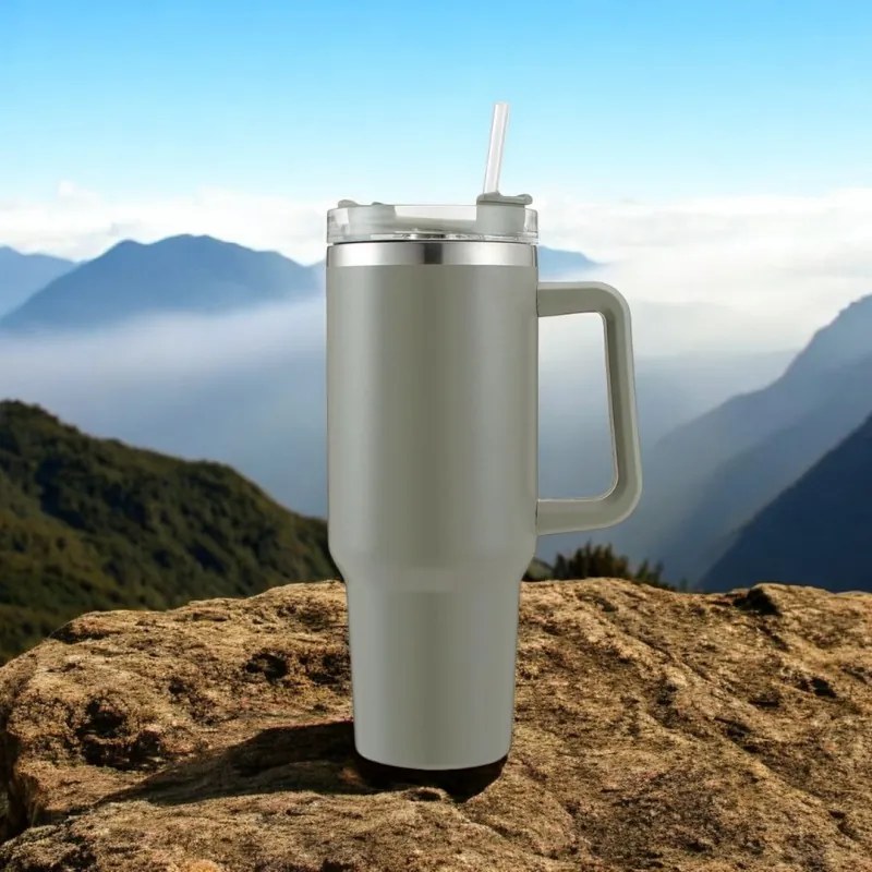 Termohrnček so slamkou TERMOS 1000 ml, sivý