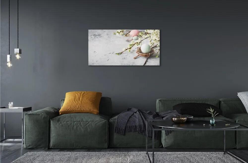 Sklenený obraz kvety vajcia 120x60 cm