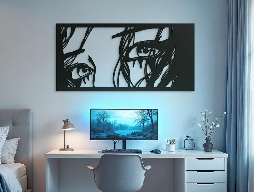 drevko Drevený obraz na stenu Oči Rozmer obrazu: 31,5 x 65 cm, Farba dekorácie: Čierna