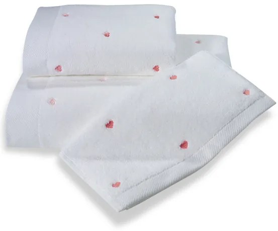 Soft Cotton Osuška MICRO LOVE 75x150 cm Biela / červené srdiečka