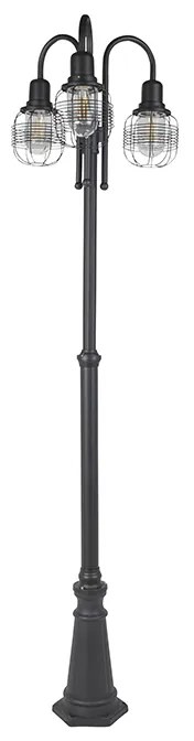 Rustikálna vonkajšia lampa čierna 3-svetlo IP44 - Guardado