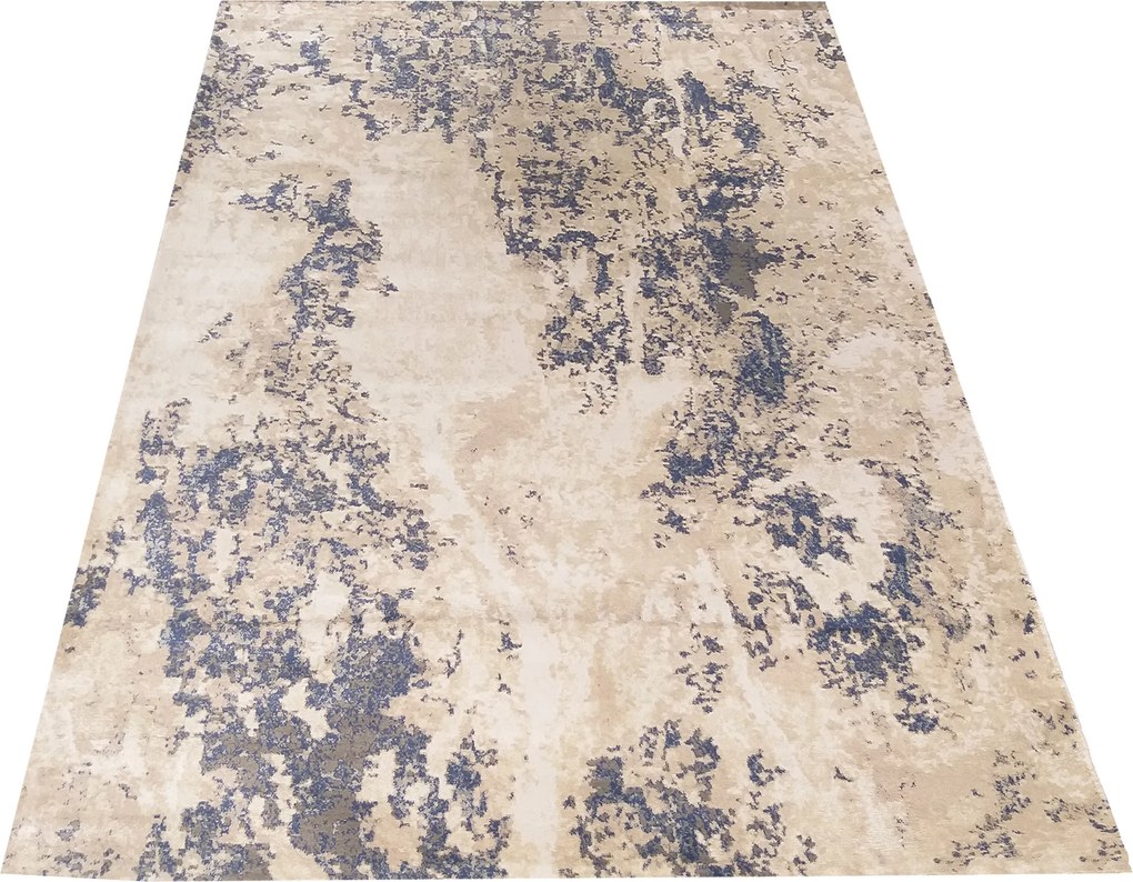 DY Béžovo-modrý koberec s abstraktným vzorom Milas PRR 54A-BM