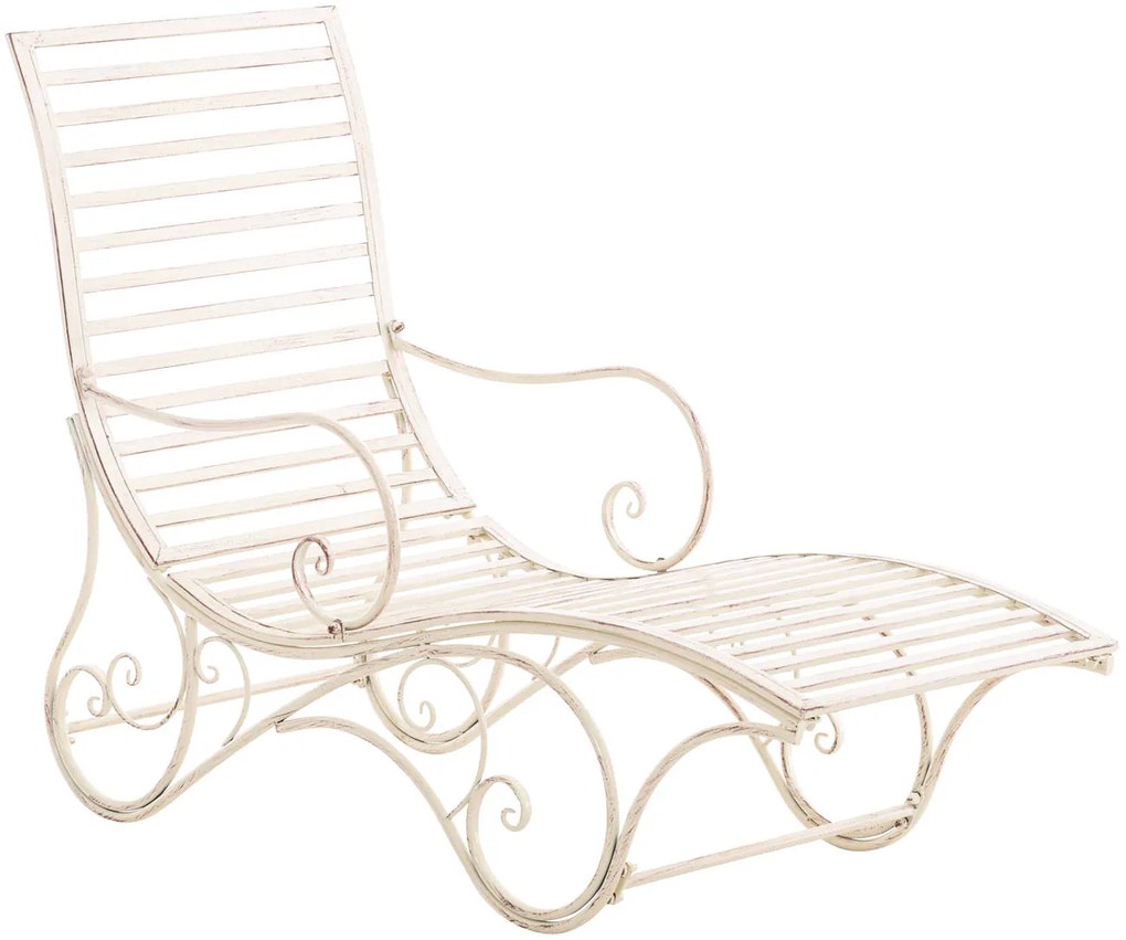 Kovová záhradné lehátko Amiens - Krémová antik