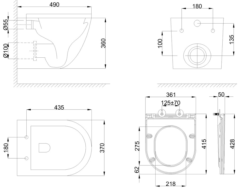 Invena Limnos, závesná WC misa so Swirlflush 490x370x360 mm + toaletné sedadlo s pomalým zatváraním, biela, INV-CE-93-001-L