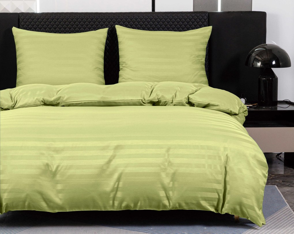 Hotelové obliečky z mikrovlákna JASMINE pistáciové - prúžok 2 cm Rozmer obliečky: 70 x 90 cm | 140 x 220 cm