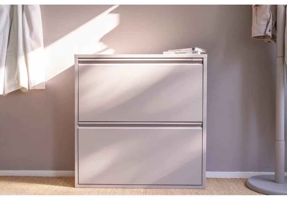 Taupe kovová výklopná skrinka na topánky 75x77,5x22,5 cm Billy – Spinder Design