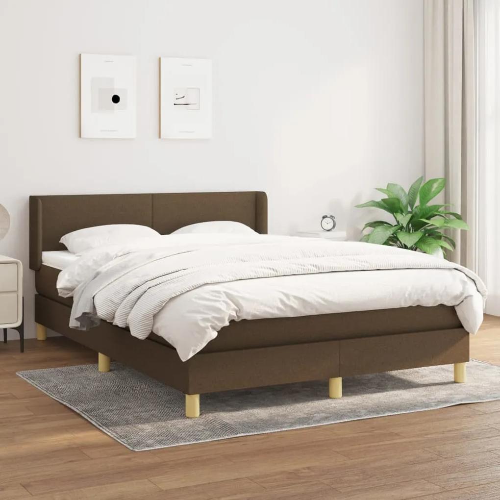 Boxspring posteľ s matracom tmavohnedá 140x200 cm látka 3130116