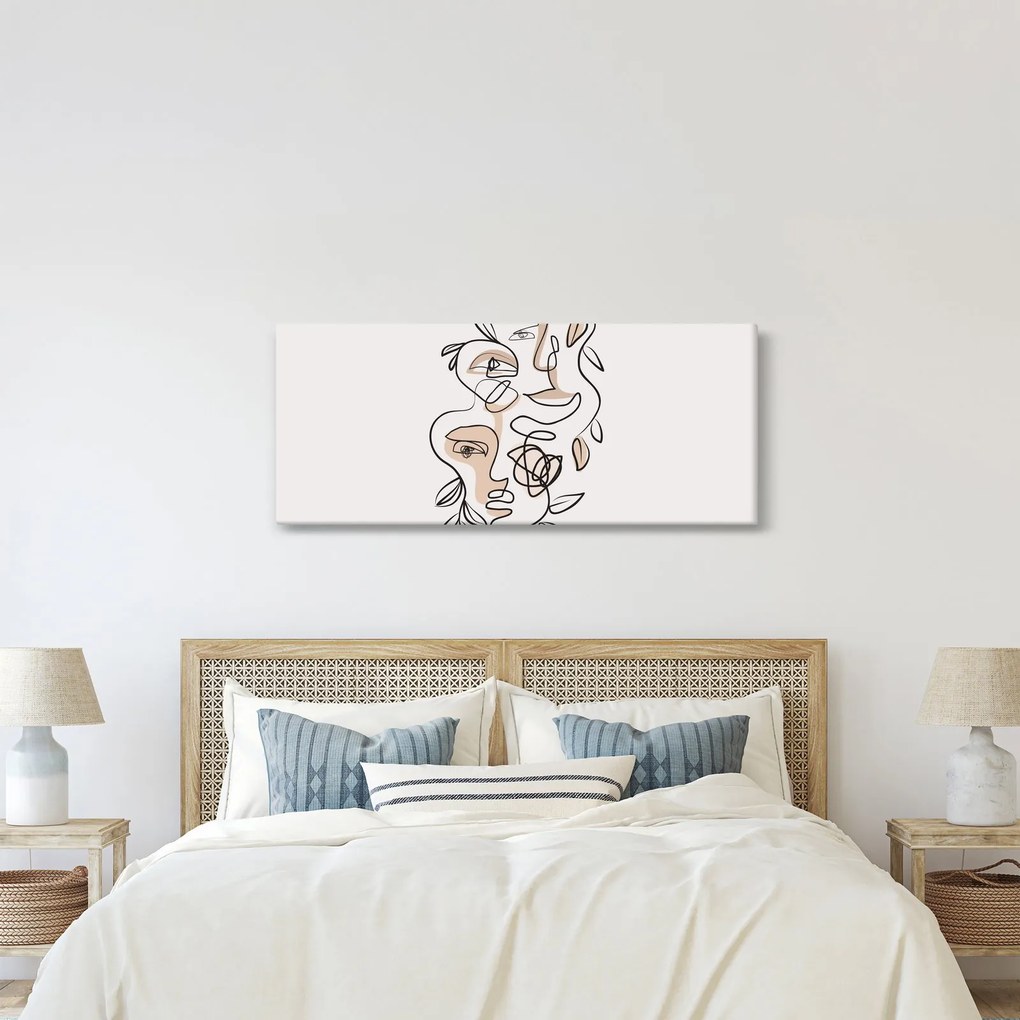 Obraz - Line art tváre (120x50 cm)