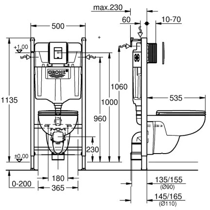 GROHE 39816000 - Súprava pre WC SOLIDO COMPACT 1,13 m keramika/biela
