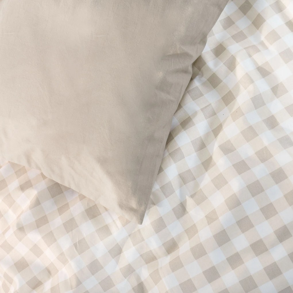 Goldea bavlnené posteľné obliečky duo - kocky s latte 140 x 220 a 70 x 90 cm