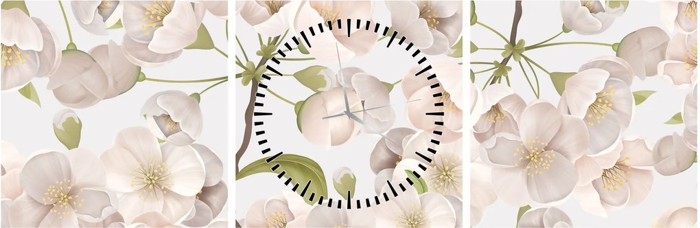 Obraz - Bloom with grace N⁰1 (s hodinami) (90x30 cm)