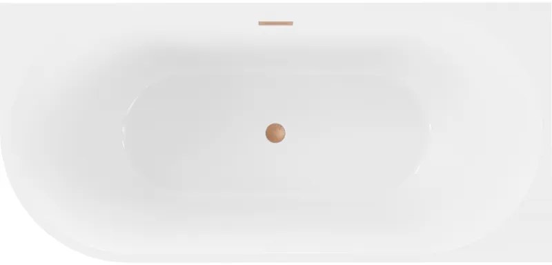 Mexen Mia, voľne stojaca rohová vaňa, pravá, 150 x 75 cm, biela, medený prepad, 52691507500P-65