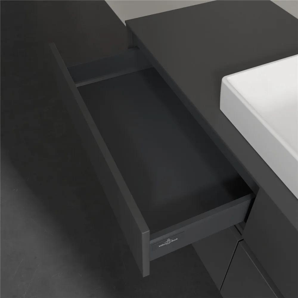 VILLEROY &amp; BOCH Collaro závesná skrinka pod umývadlo na dosku (umývadlo vpravo), 4 zásuvky, s LED osvetlením, 1400 x 500 x 548 mm, Glossy Grey, C090B0FP