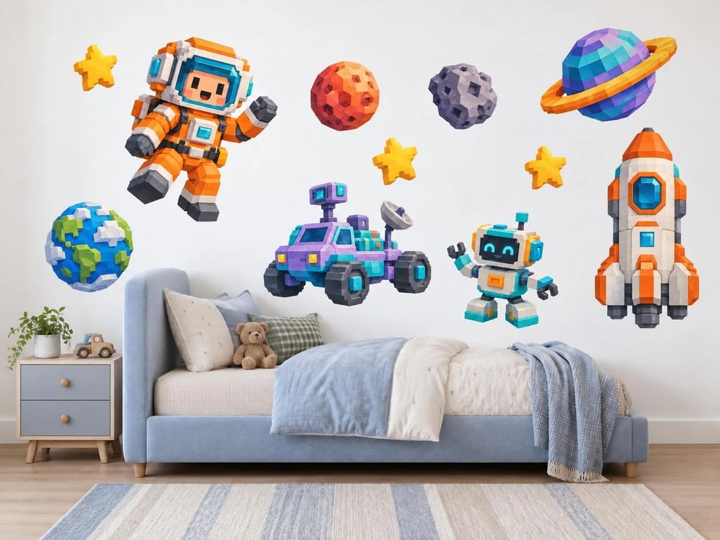 Minecraft Kosmonaut a robot ve vesmíru arch 46 x 34 cm