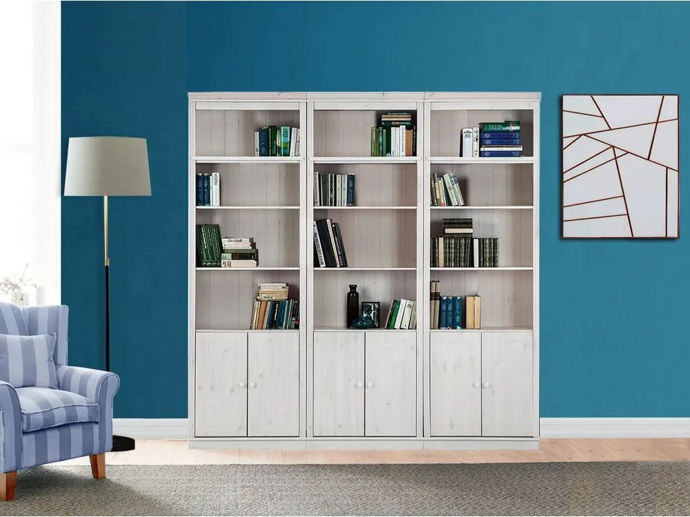 Biela knižnica z borovicového dreva 222x223 cm Anita – Støraa