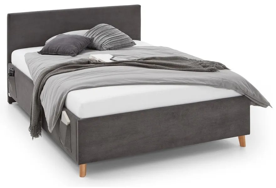 Antracitová čalúnená detská posteľ s úložným priestorom s roštom 140x200 cm Cool – Meise Möbel