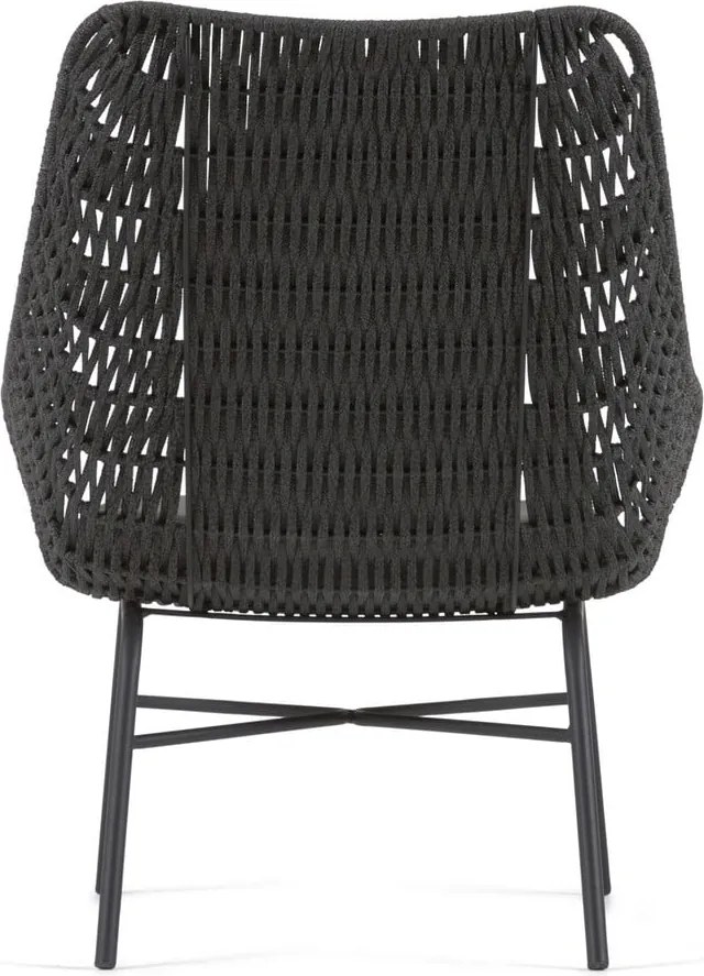 Čierne ručne pletené vonkajšie kreslo Kave Home Abeli