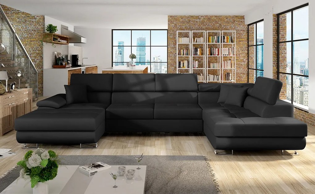 Rohová sedacia súprava Alvin Bis, Dostupné poťahy: ekokoža Soft 017 + Lux 06 + ekokoža Soft 017, Strana: Ľavá - U