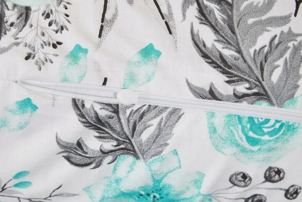 Tehotenský a dojčiaci vankúš BABYMAM PREMIUM 300 cm 3v1 - Kvety v záhrade mätové