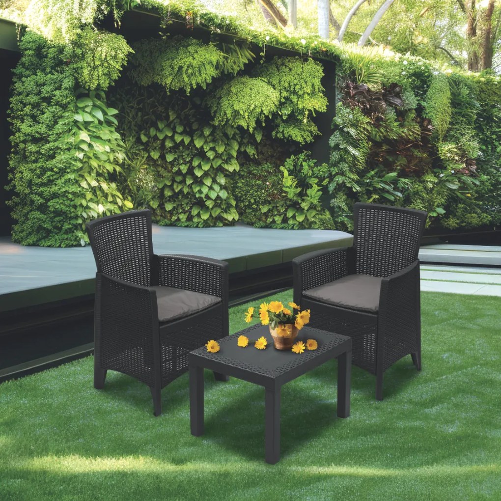 Záhradný set FOREST, 3-dielny, antracitová I.P.A.E-Progarden