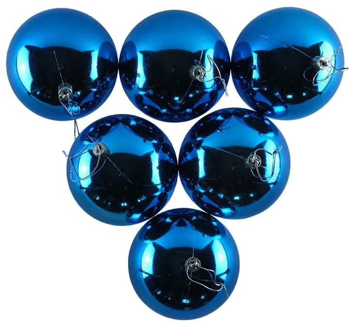DECOLED Plastová koule, prům. 10 cm, modrá, 6 x lesklá