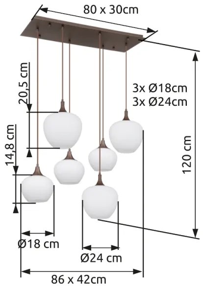 Globo 15548-6HC - Luster na lanku MAXY 6xE27/40W/230V biela