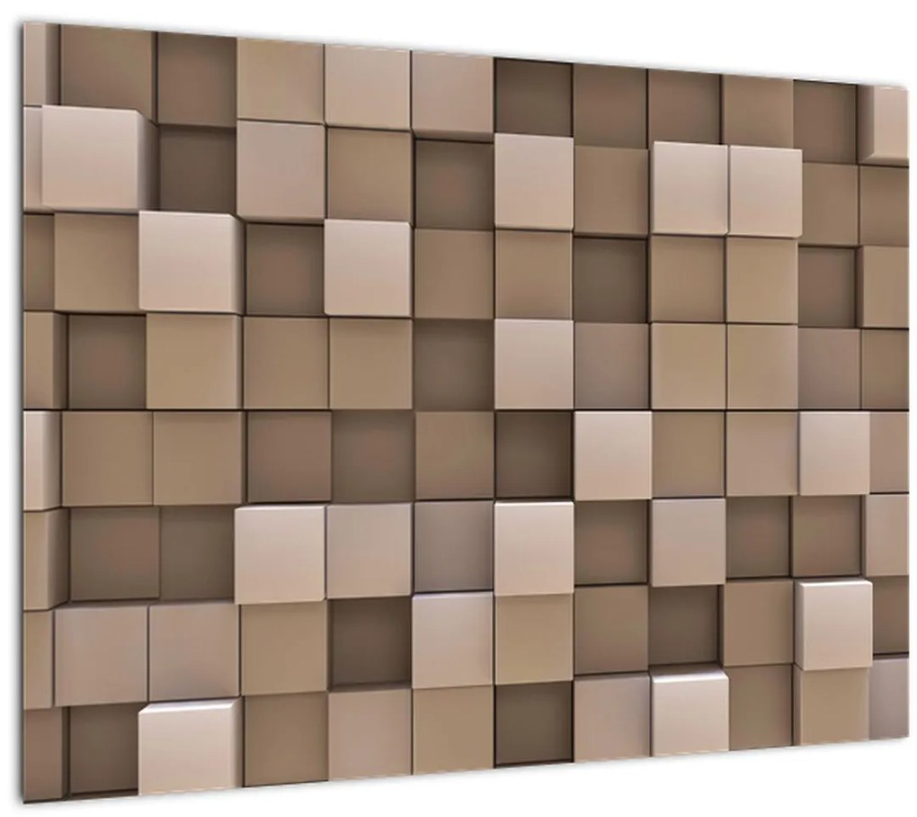 Sklenený obraz - Béžové kocky (70x50 cm)