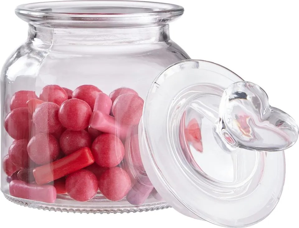 SWEET HEART Dóza sklenené srdca 650 ml