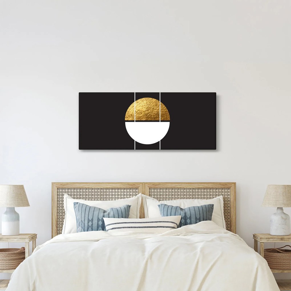 Obraz - Abstrakcia zlatá a čierna N⁰1 (120x50 cm)