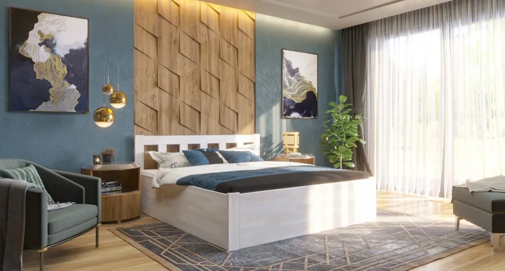 Posteľ s úložným priestorom Tema Box 180x200 cm, bielený buk