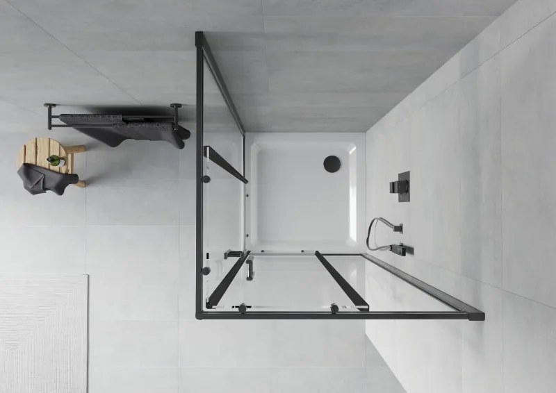 Mexen Rio štvorcová sprchová kabína 90 x 90 cm, transparentná, čierna + plochá vanička, biela - 860-090-090-70-00-4010B