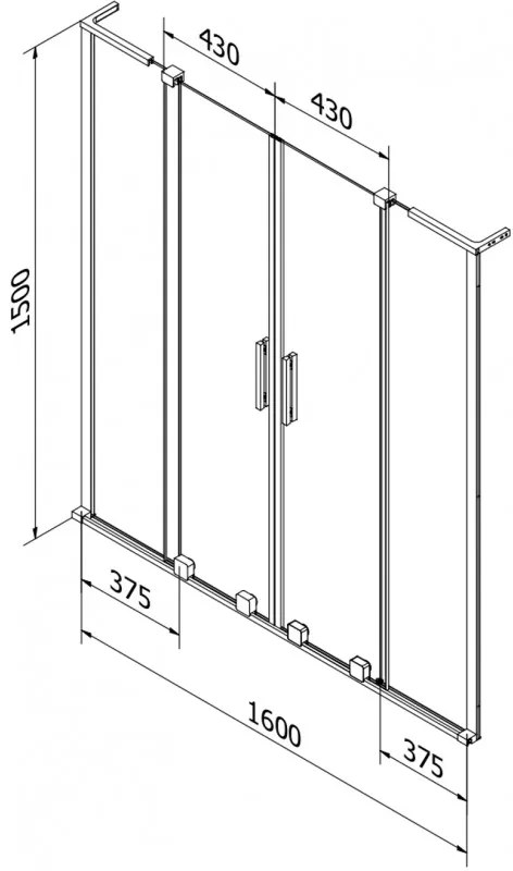 Mexen Velar L Duo, 2-krídlová posuvná vaňová zástena 160 x 150 cm, 8mm šedé sklo, chrómová, 896-160-003-42-01