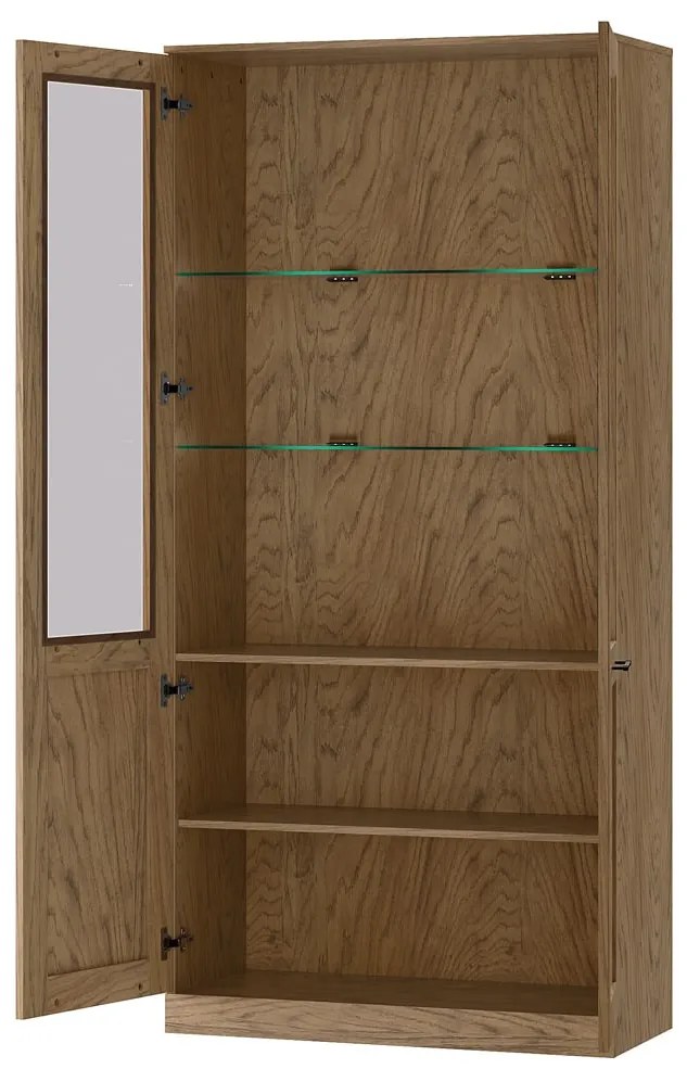 Vitrína Cozy 12 z masivu s LED osvětlením 95 cm dub Rustikal