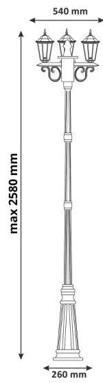Vonkajšia lampa 3xE27/20W/230V IP43 2,58 m čierna