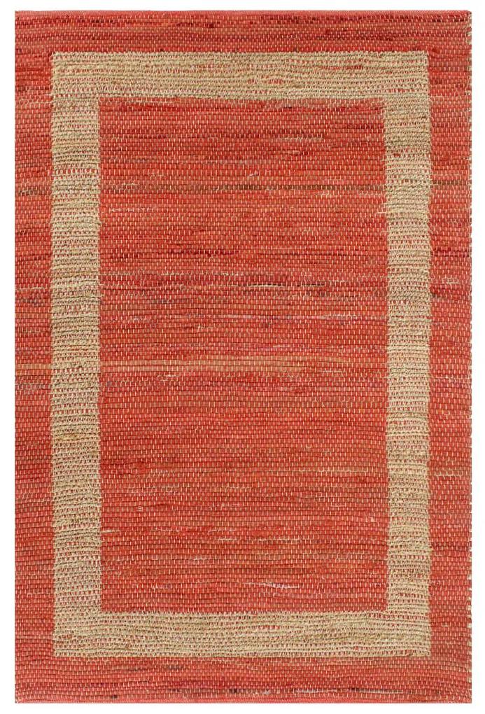 vidaXL Ručne vyrobený jutový koberec červený 80x160 cm