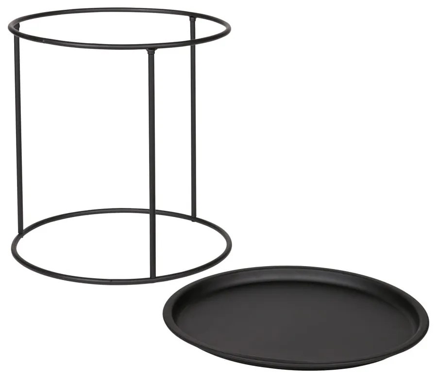 Čierny odkladací stolík WOOOD Ivar, ø 40 cm