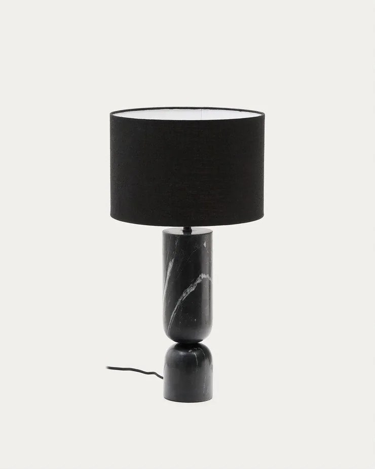 Čierna mramorová stolová lampa s textilným tienidlom (výška 57 cm) Vex – Kave Home