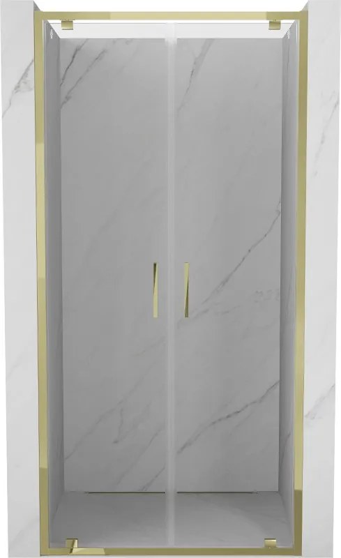 Mexen Exo, dvojité výklopné sprchové dvere 100 cm, číre sklo, zlatá, 8182-100-000-50-00