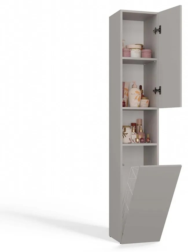 Kúpeľňová skrinka NEL III-KASZ s košom na bielizeň kašmír