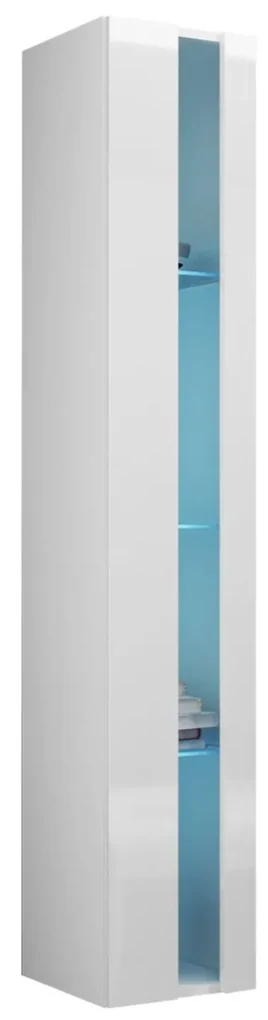 Vitrína 180 Zigo New, Osvetlenie: osvetlenie LED RGB - farebné, Farby: čierny / čierny lesk