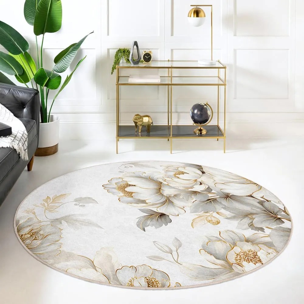 Prateľný okrúhly koberec vo svetlosivej a béžovej farbe ø 120 cm Soft and Gentle – Mila Home