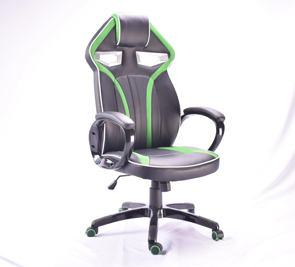 BEZDOTEKU Kancelárska stolička ALIEN čierna so zelenými pruhmi
