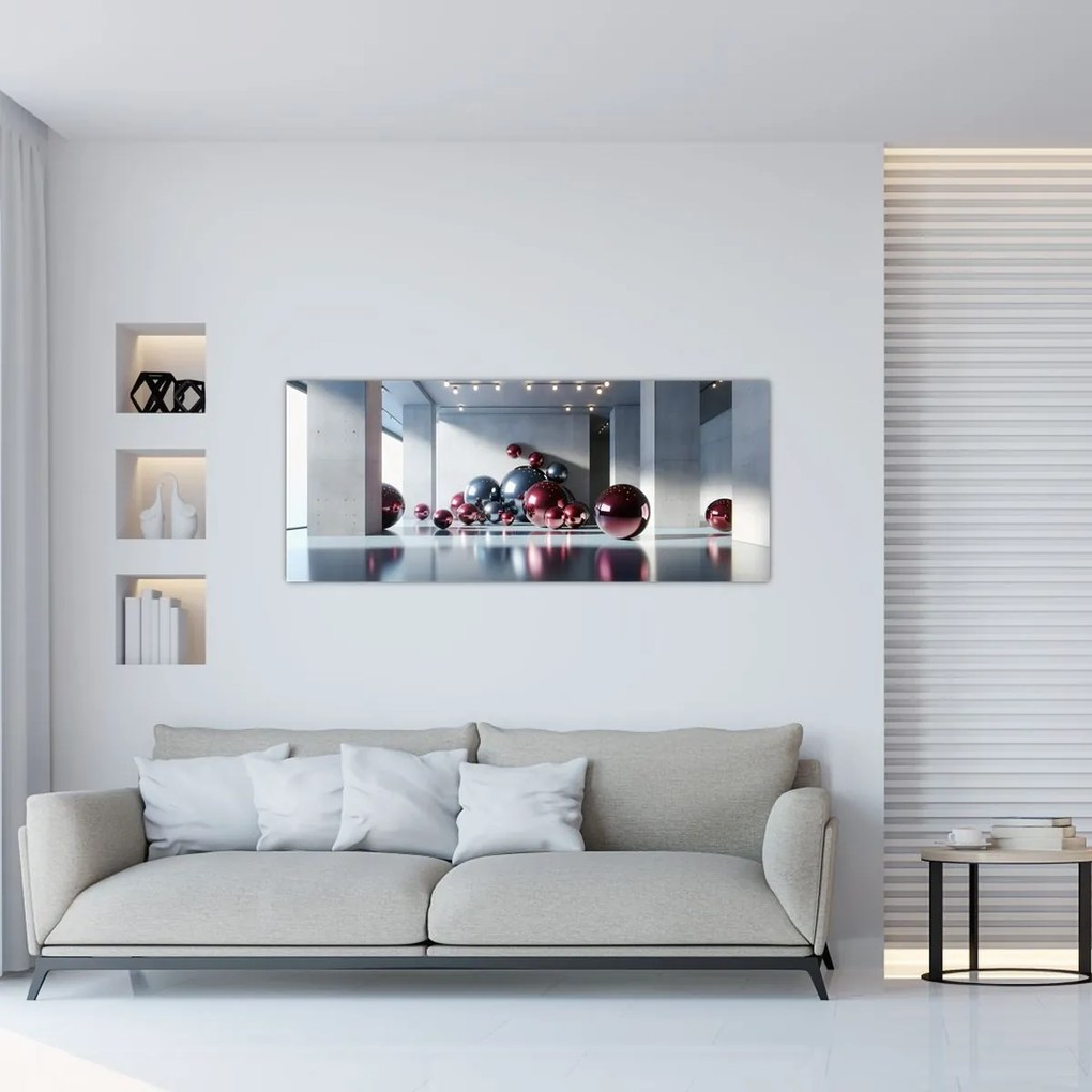 Obraz - 3D priestor s guľami II. (120x50 cm)